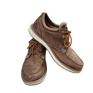 LL Bean Mens 11.5 M Brown Leather lace-up moc-toe Boat Deck Shoes Loafers